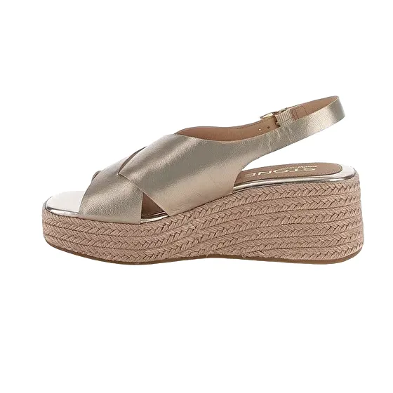 Stonefly sandalo in pelle laminata con zeppa da donna Ivory 4 220943-I89 tortora