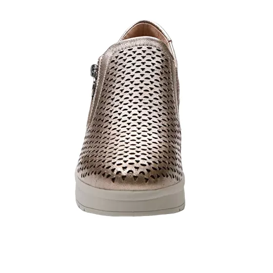 Stonefly scarpa casual da donna con cerniera Cream 40 in pelle laminata 220735 Z00 metallo beige