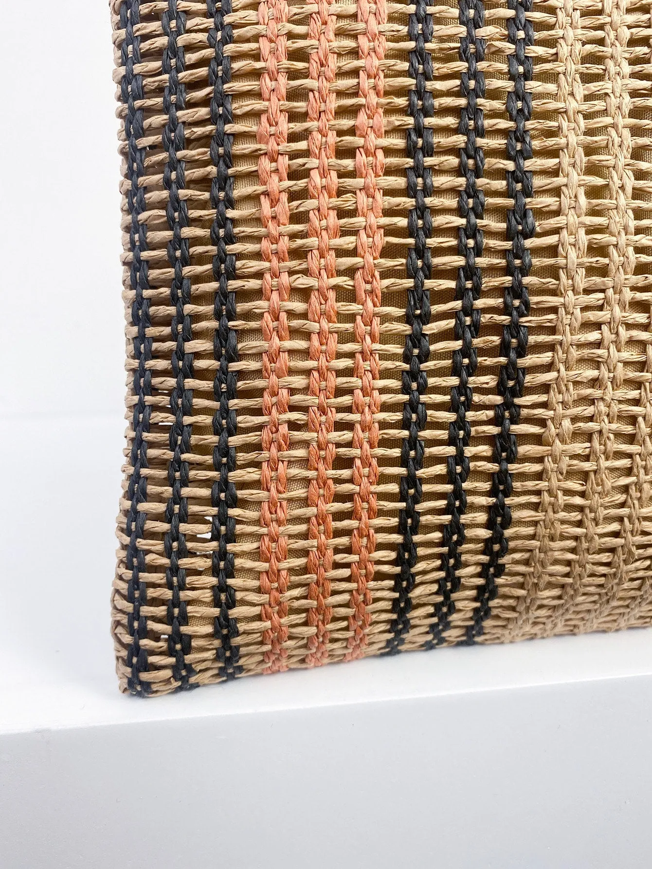 Striped Woven Clutch Bag