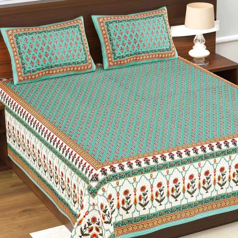 Sukhvi Printed Bedsheet - Green