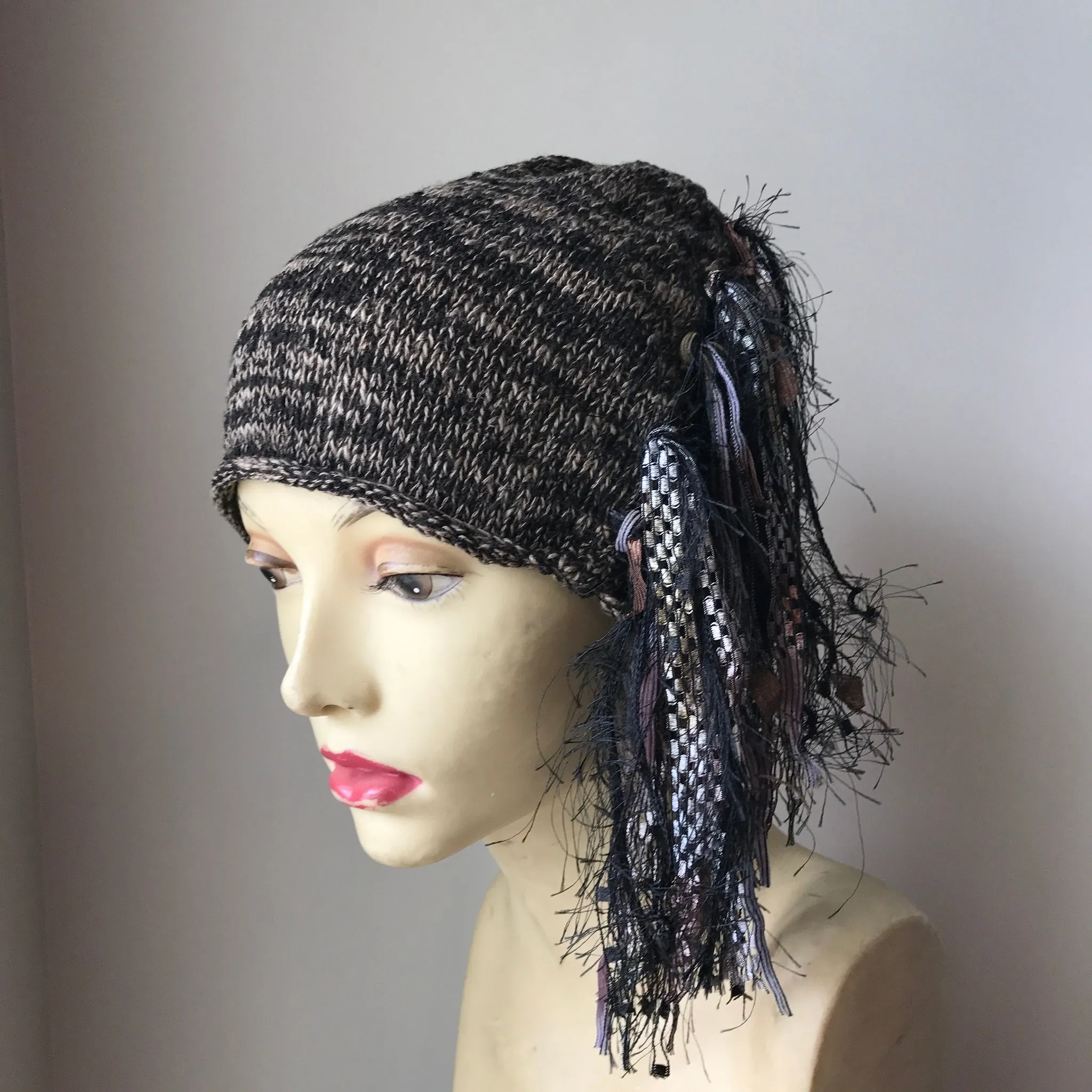 Tan & Black Tweed Funky Chic Hat (FH20)