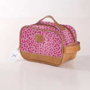Thandana Laminated Fabric Vanity Bag | Cheetah Pink