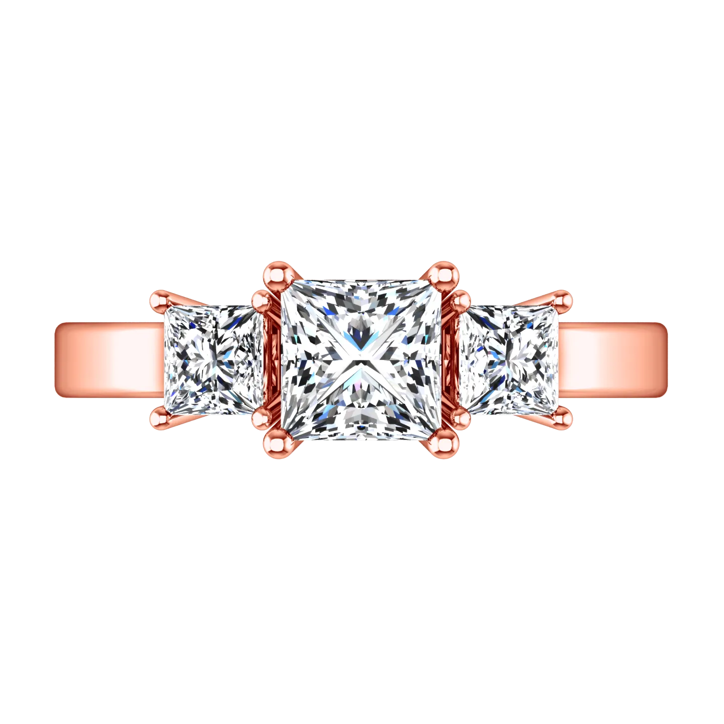 Three Stone Engagement Ring Alana 14K Rose Gold