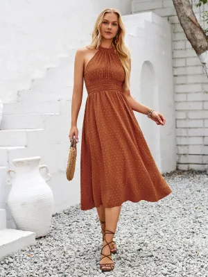 Tie neck halter dress