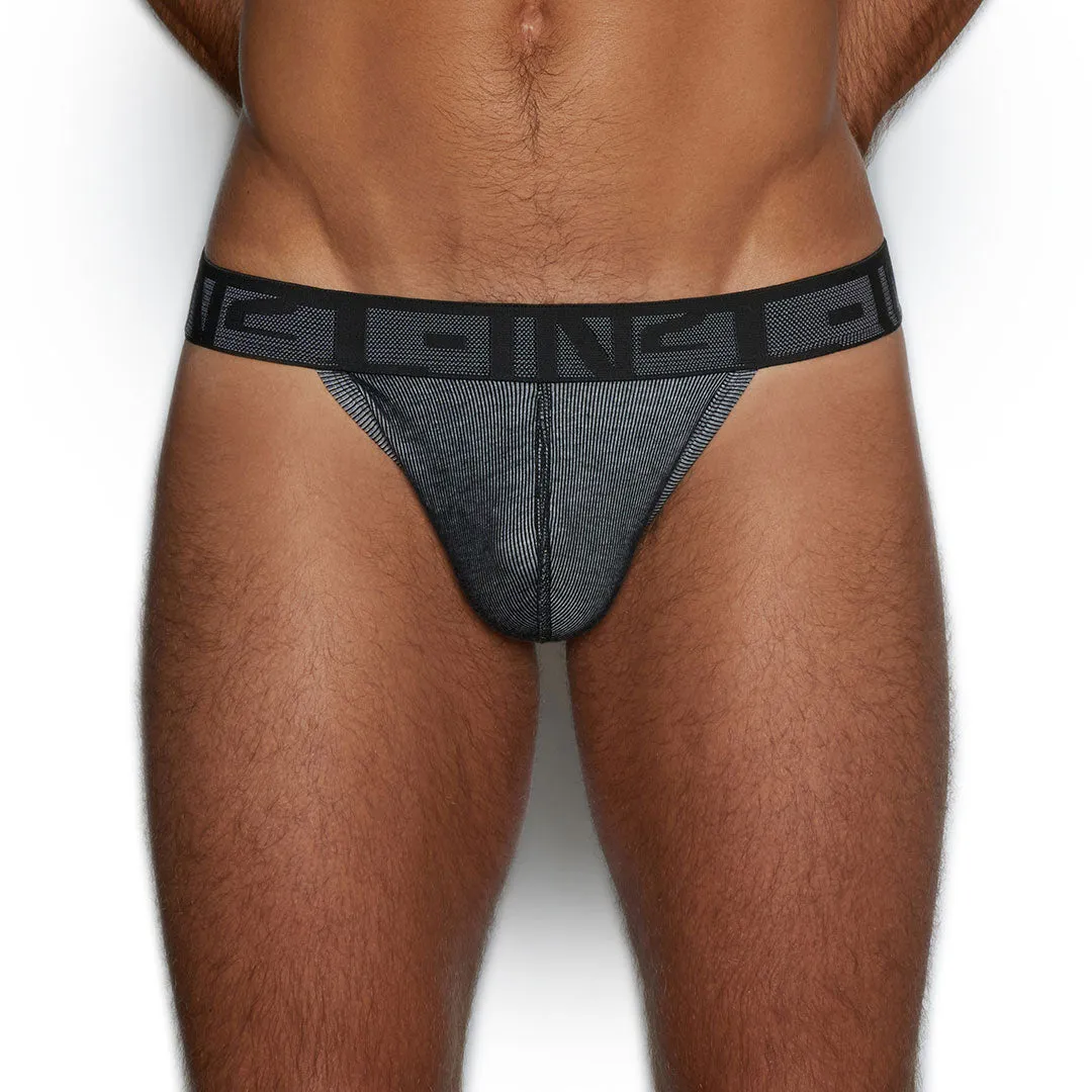 Undertone Thong Newsprint Black