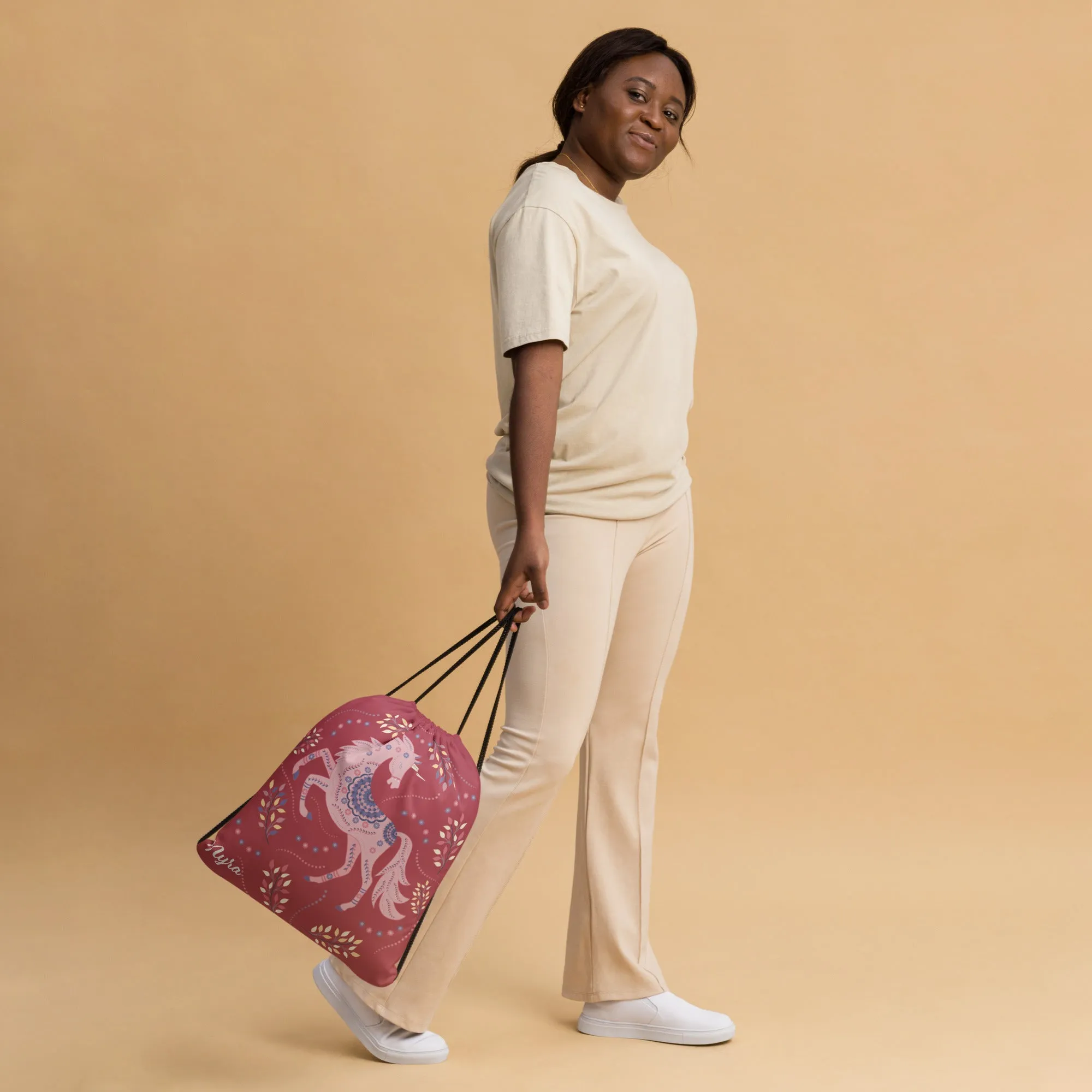 Unicorn Drawstring Bag - Red