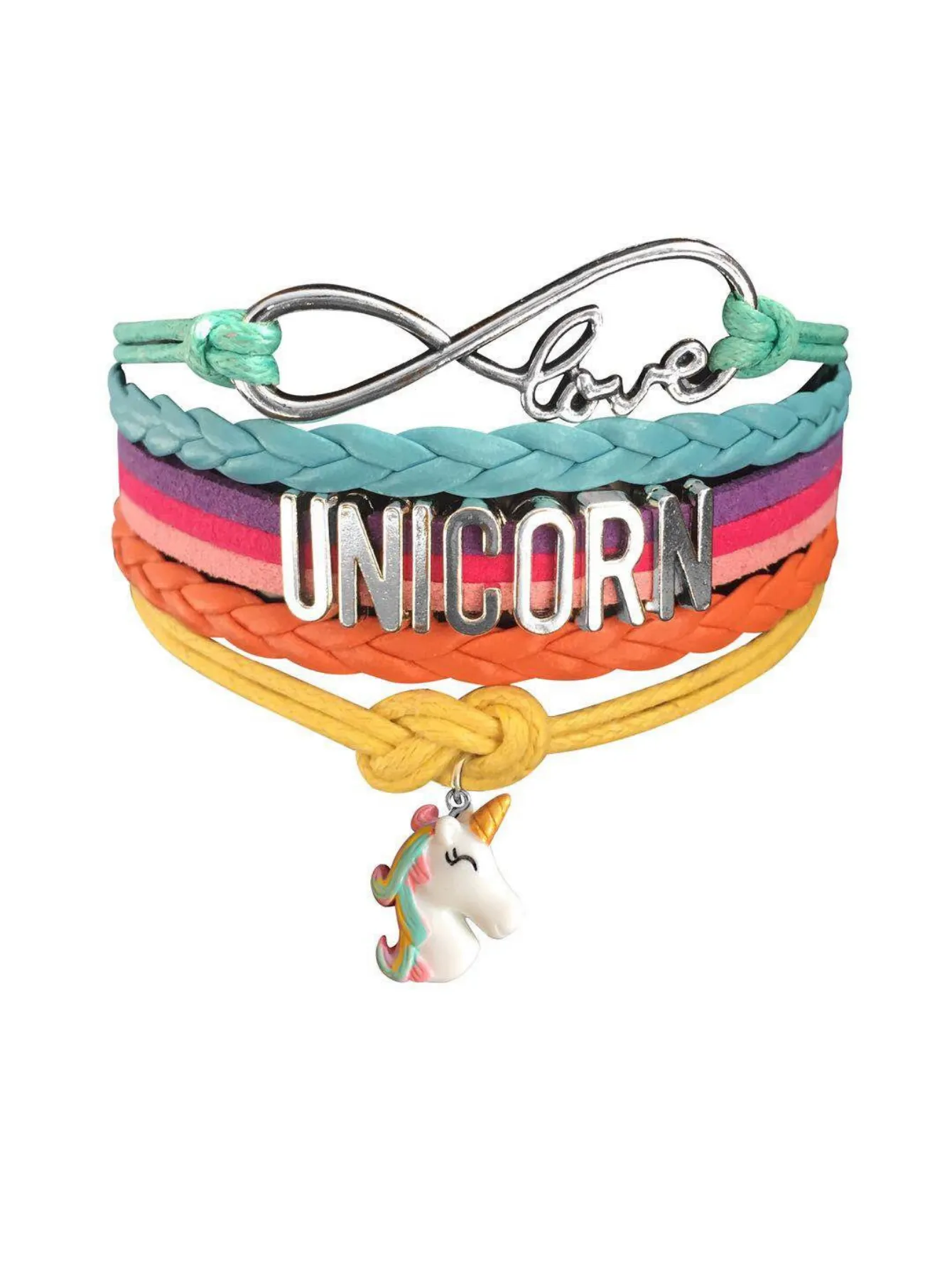 Unicorn Gifts for Girls - Unicorn Drawstring Backpack/Makeup Bag/Bracelet/Inspirational Necklace/Hair Ties (Purple Rainbow Unicorn)