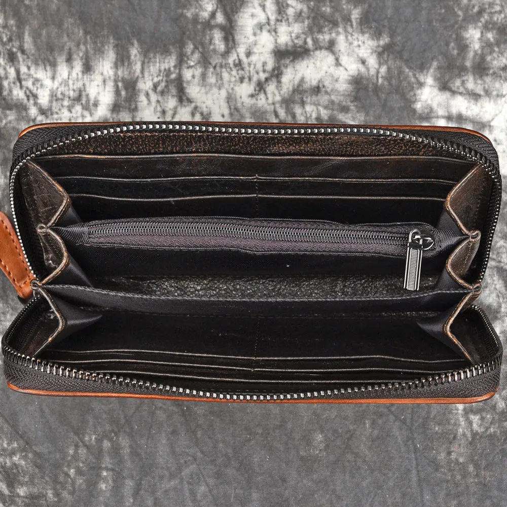 Universal Hand-rubbed 1st Layer Cowhide Leather Multifunctional Wallet/Phone Case