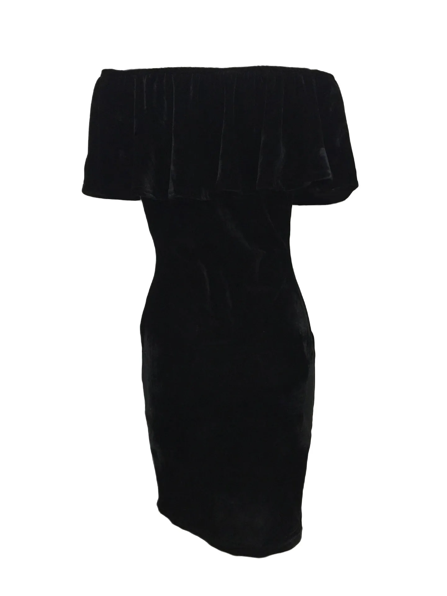 VenusFox Off Shoulder Ruffle Bodycon Embroidery Mini Dress