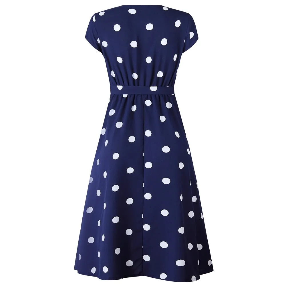 VenusFox Polka Dot Strapless Ruffle A-Line  Sundress