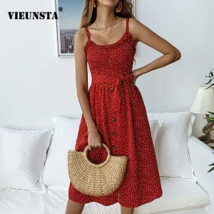 VenusFox Polka Dot Strapless Ruffle A-Line  Sundress