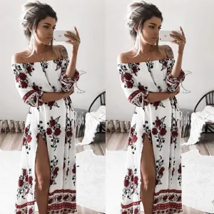 VenusFox Women Vintage Sex Boho Floral Dresses