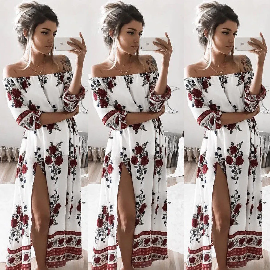 VenusFox Women Vintage Sex Boho Floral Dresses