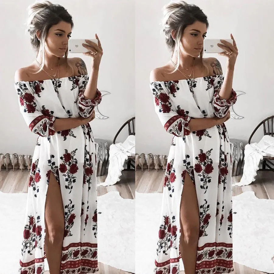 VenusFox Women Vintage Sex Boho Floral Dresses