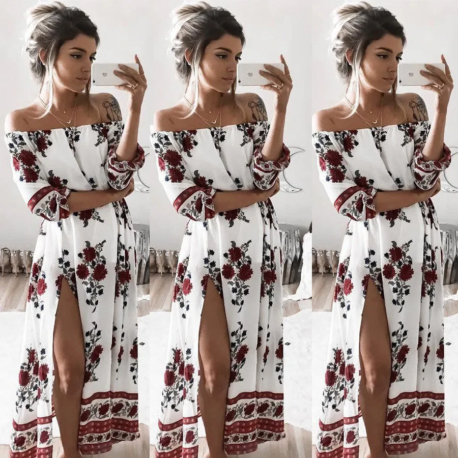 VenusFox Women Vintage Sex Boho Floral Dresses