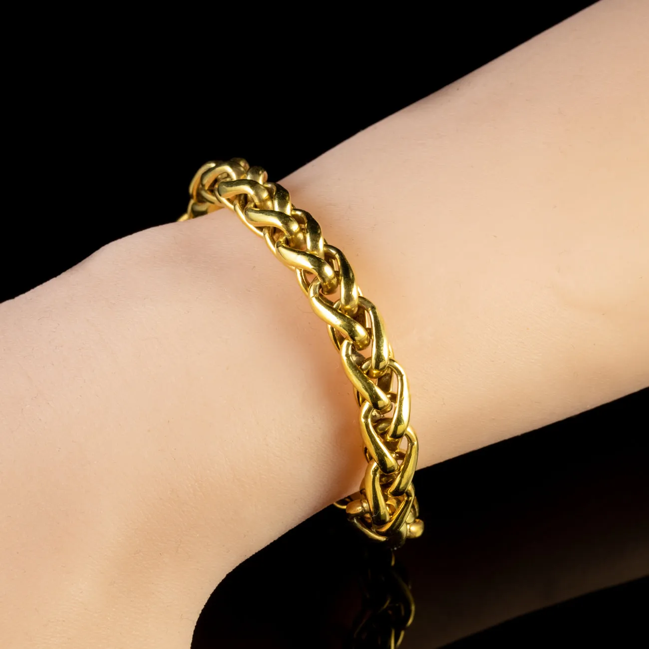 Vintage 18Ct Gold On Silver Rope Bracelet Circa 1950