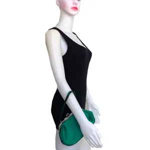 Vintage 1950s Emerald Green Satin Evening Bag