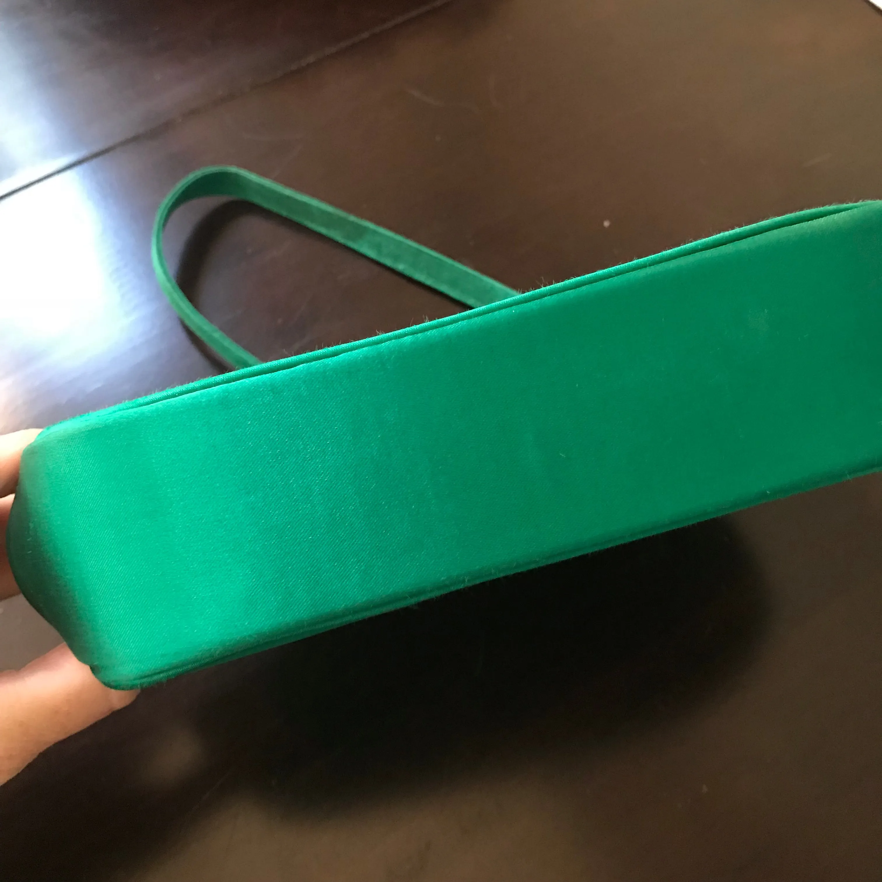 Vintage 1950s Emerald Green Satin Evening Bag