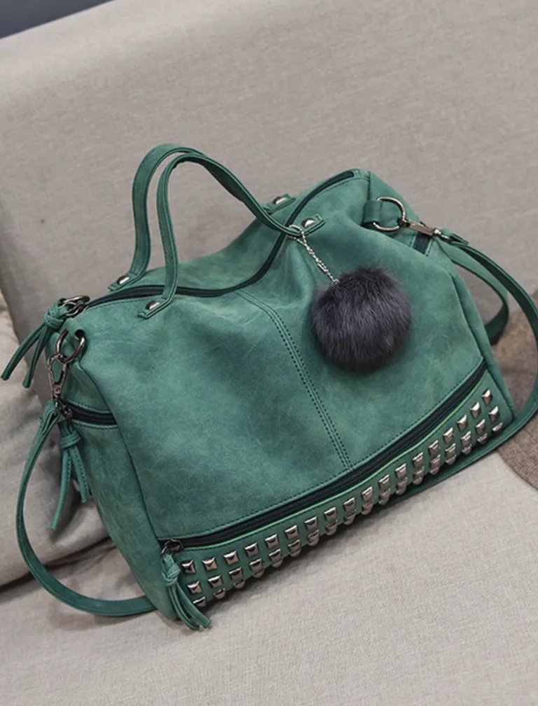 Vintage Fur Ball Shoulder Bag