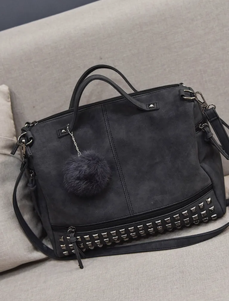 Vintage Fur Ball Shoulder Bag