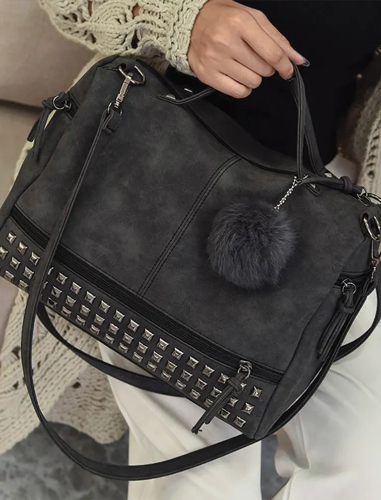 Vintage Fur Ball Shoulder Bag