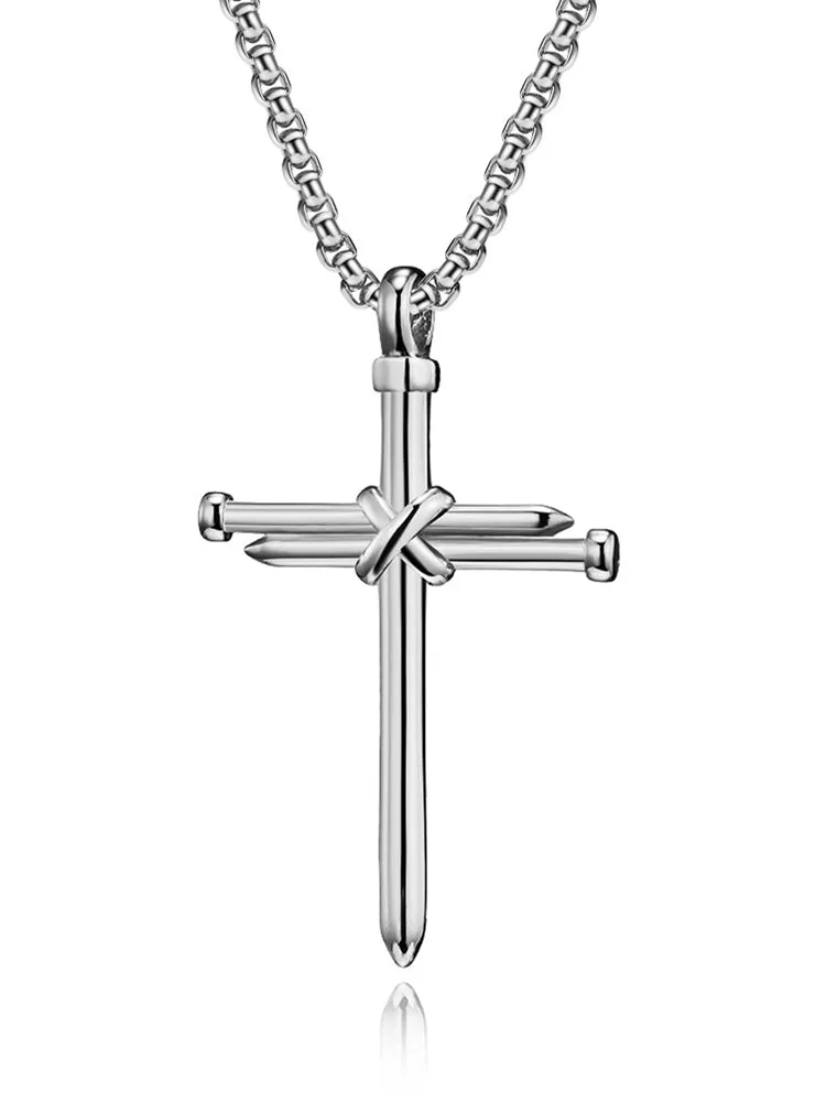 Vintage Nail Cross Pendant with Chain