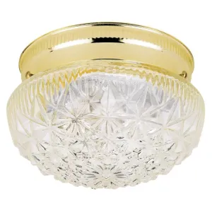 Westinghouse 6668900 1 Light Flush Polished Brass Finish with Clear Faceted Glass