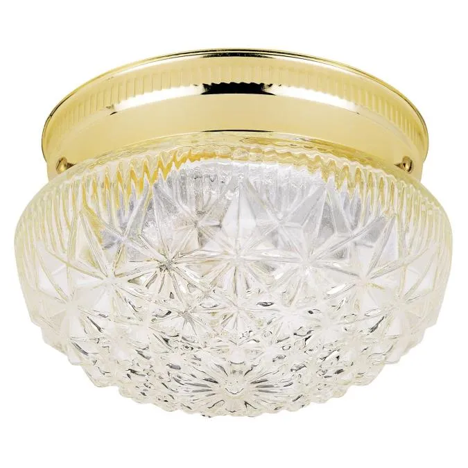 Westinghouse 6668900 1 Light Flush Polished Brass Finish with Clear Faceted Glass