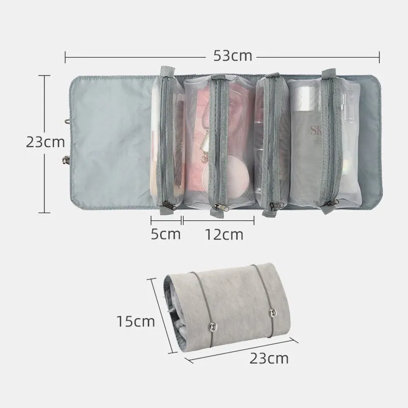 Women 4 In 1 Large Capacity Foldable Detachable Leather Waterproof  Storage Wash Bag