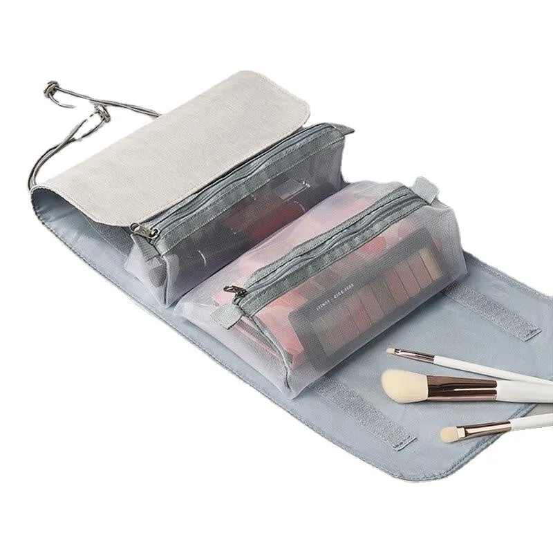 Women 4 In 1 Large Capacity Foldable Detachable Leather Waterproof  Storage Wash Bag