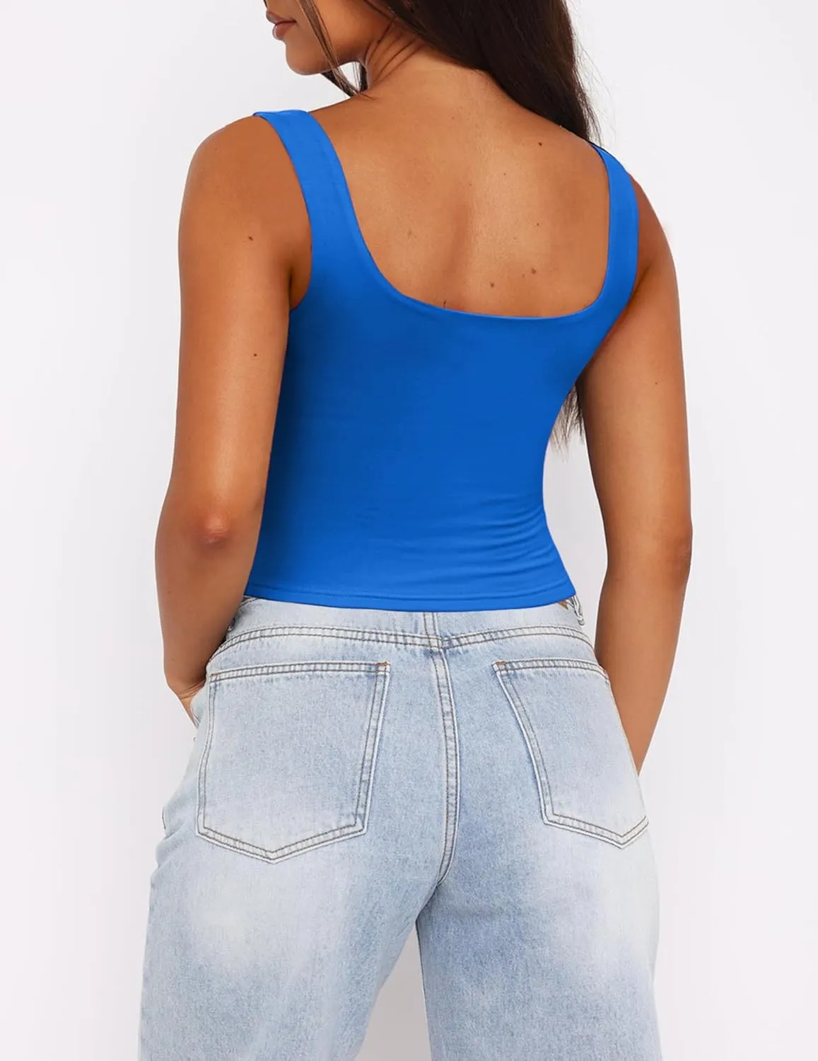 Zeagoo Square Neck Sleeveless Crop Tops