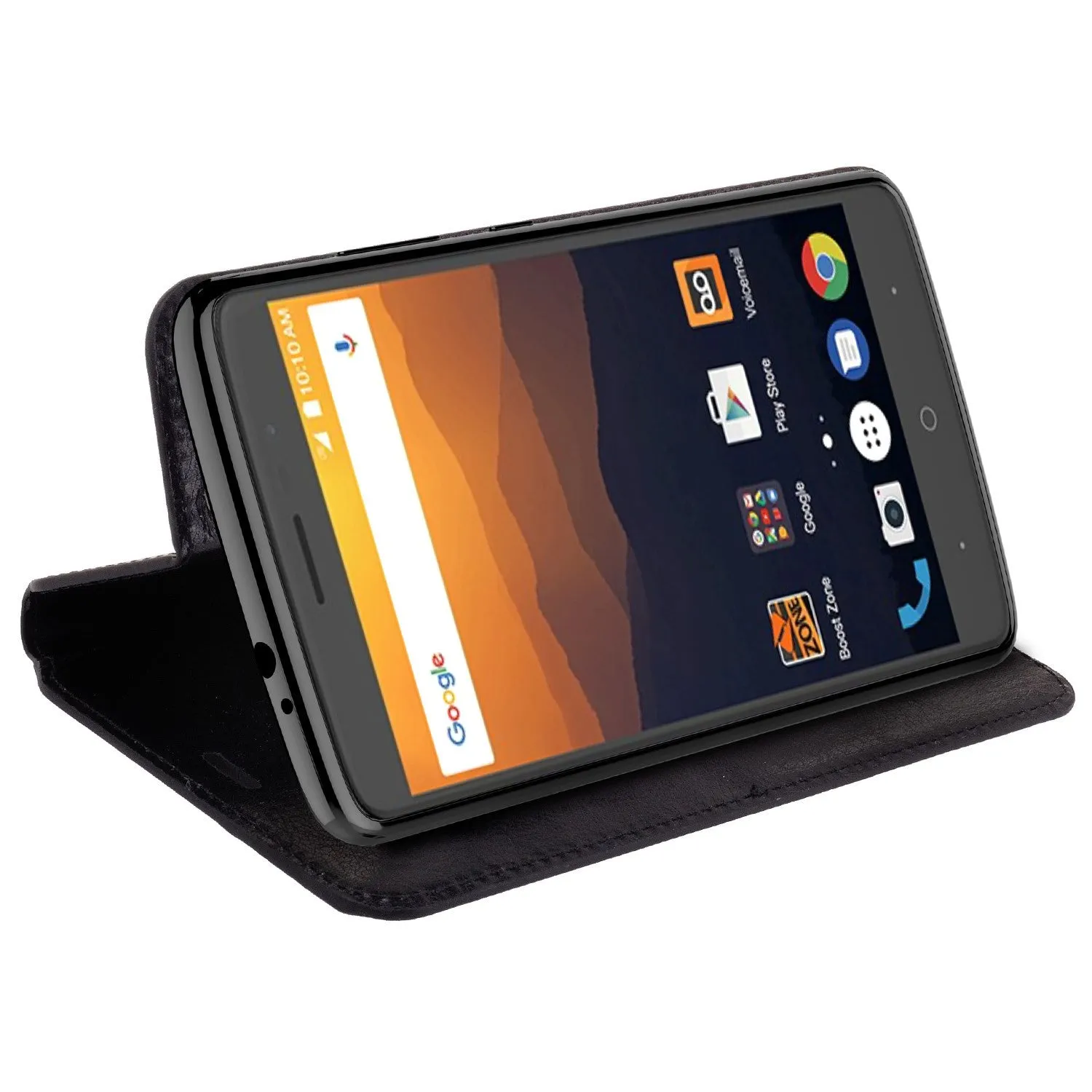 ZTE Max XL, ZTE Blade Max 3, ZTE Max Blue Case, Pu Leather Magnetic Fold[Kickstand] Wallet Cover with Card Slots - Black